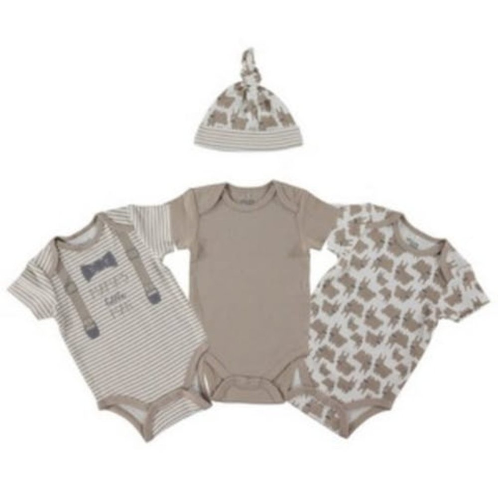 Chickpea Baby Boys 4-PC. Printed Cotton Bodysuits & Hat Set